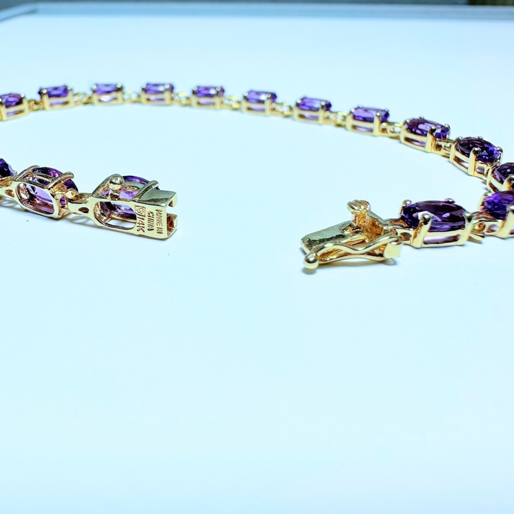 Amethyst Tennis Bracelet, 14k Yellow Gold - Picture 10 of 15